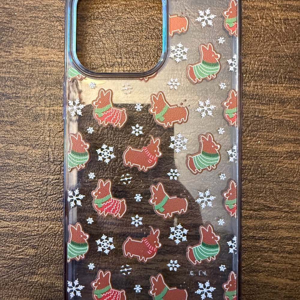 Festive Corgi Phone Case - Clear with Red and Green Accents